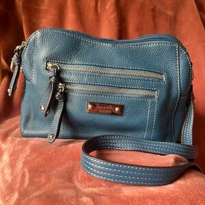 Tignanello Blue Crossbody Bag with Zipper Accents